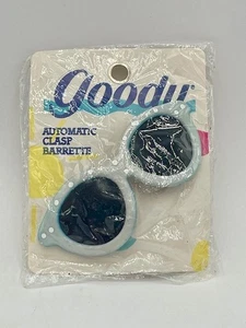Neu aus altem Lagerbestand Vintage Goody Haarspange Sonnenbrille babyblau mit Punkten 1989 4" automatischer Verschluss B - Bild 1 von 3