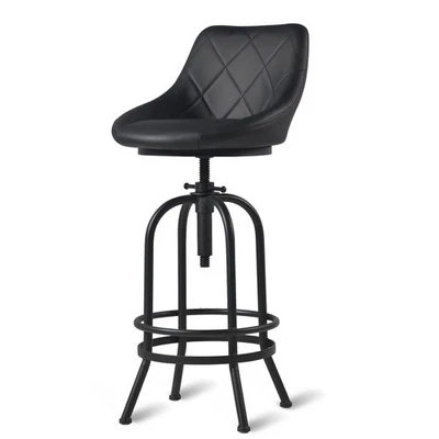 Taburete de Bar Industrial con Respaldo de Cuero 26-32 Pulgadas Altura Ajustable Rústico... Foto 1 de 4