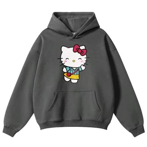 Hello Kitty Print Casual Wear Hoodie Unisex Trendy Cute & Cozy Streetwear - Picture 1 of 18