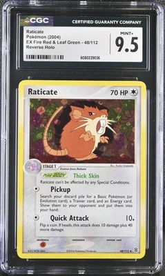 CGC 9.5 MINT+ Raticate EX Fire Red & Leaf Green 48/112 Reverse Holo Pokemon Card - Image 1 of 2