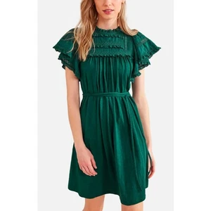 Boden Kleid mit Spitzenbesatz Flatterärmeln Damen Gr. 2 Urlaub Weihnachten  - Bild 1 von 10