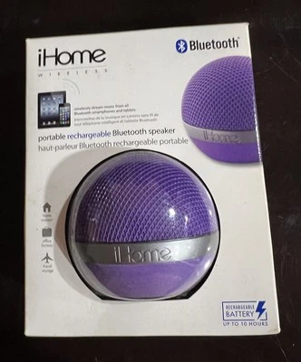 Altavoz portátil Bluetooth recargable púrpura y plateado iHome iDM8 Foto 1 de 4