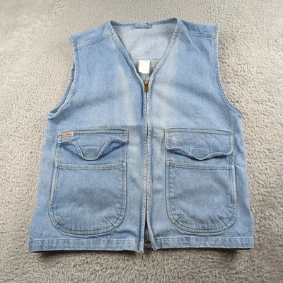 Chaleco Gitano Vintage Mujer XL Azul Denim Cremallera Pesca Tareas Utilidad Carga Foto 1 de 4