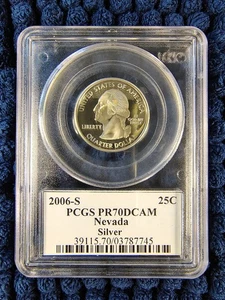 2006-S Proof Silver (90%) Nevada Statehood Quarter - PCGS PR 70 DCAM -Flag Core - Picture 1 of 12