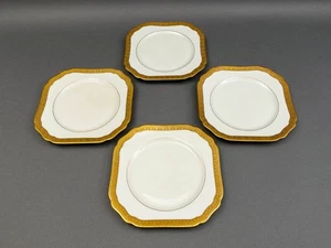 Black Knight Hohenberg Pantheon Gold Rim 7 3/4" Square Salad Plate Set Of 4 - Picture 1 of 10