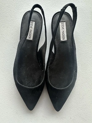 Steve Madden Mujer Envi Negro Puntiagudo Gamuza Cuero Cordones Zapatos Planos Talla 9m Foto 1 de 4
