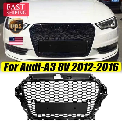 Parrilla de parachoques Henycomb para capó delantero brillante RS3 para Audi A3 S3 2013-2016 8V Foto 1 de 4