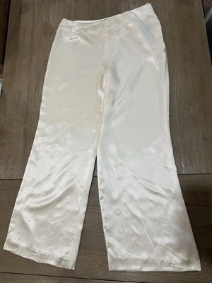 Lauren Ralph Lauren Silk Ivory Cream Wide Leg Pants Size 16 - Image 1 of 4