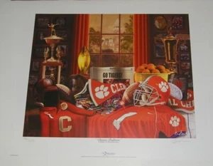 Clemson Tigers "Clemson Traditions" Large Football Art Print #/2,010 ACC Champs - Picture 1 of 2
