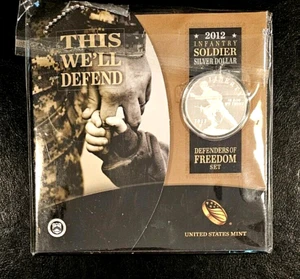 2012 W Infantry Soldier Proof Commemorative Silver Dollar With Dog Tag UNOPENED! - Picture 1 of 4