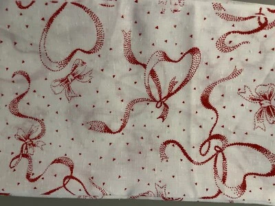 25-5-125 COTTON FABRIC-TEXTURED VALENTINES-HEARTS, RIBBONS-23X44" REMNANT - Image 1 of 4