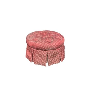 Rose and Cream Tufted Upholstered Round Ottoman - Picture 1 of 5