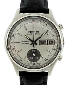 Seiko 37mm Men's Flyback One-Eyed Panda Automatic Day-Date Watch Ref: 7018-8000! - Picture 1 of 9