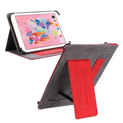 通用聚氨脂合成革外壳 适合 7-10 英寸 平板电脑 支架 对开式 保护套 带腕带 — 第 1/4 张图片