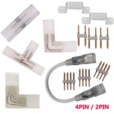 110V 220V LED Strip Connector 5050 2Pin 4pin RGB Color Straight Corner Adapter