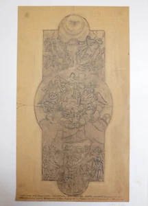 Giorgio Matteo Aicardi (1891- 1984) & pencil Fresco / Religious panel design - Picture 1 of 5
