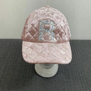 Justice Baseball Hat Girls One Size Light Pink Velour Quilted Bejeweled Initial - Picture 1 of 12