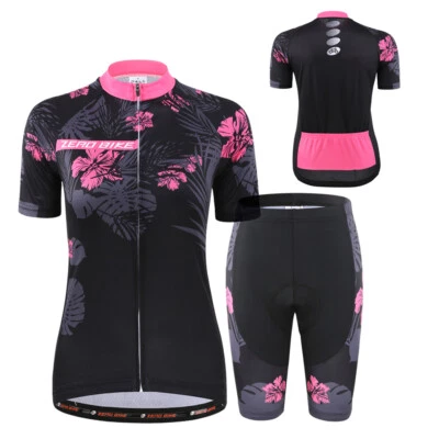 ZEROBIKE Damen Radfahren Pflaumenblüte Radtrikot Fahrradtrikot Radlerhose Shorts Kurzarm