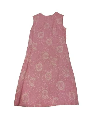 Vestido Vintage Casero Pequeño Años 60 Rosa Sin Mangas Línea A Mod Floral Debajo de la Rodilla Foto 1 de 4