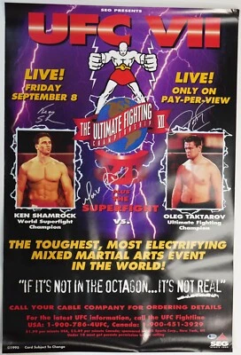 Ken Shamrock Oleg Taktarov Marco Ruas Signed Original UFC VII 7 Poster BAS COA 8 - Image 1 of 4