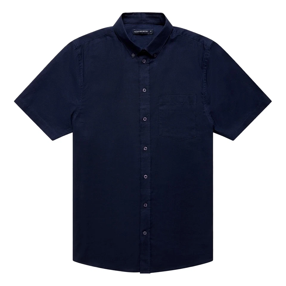 Camisa French Connection para Hombre Cómoda Calce Regular de Lino Mangas Cortas Foto 1 de 1