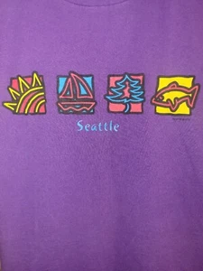 Vintage Seattle Washington 1999 Medium Mens Purple Graphic Logo Short Sleeve Tee - Picture 1 of 12