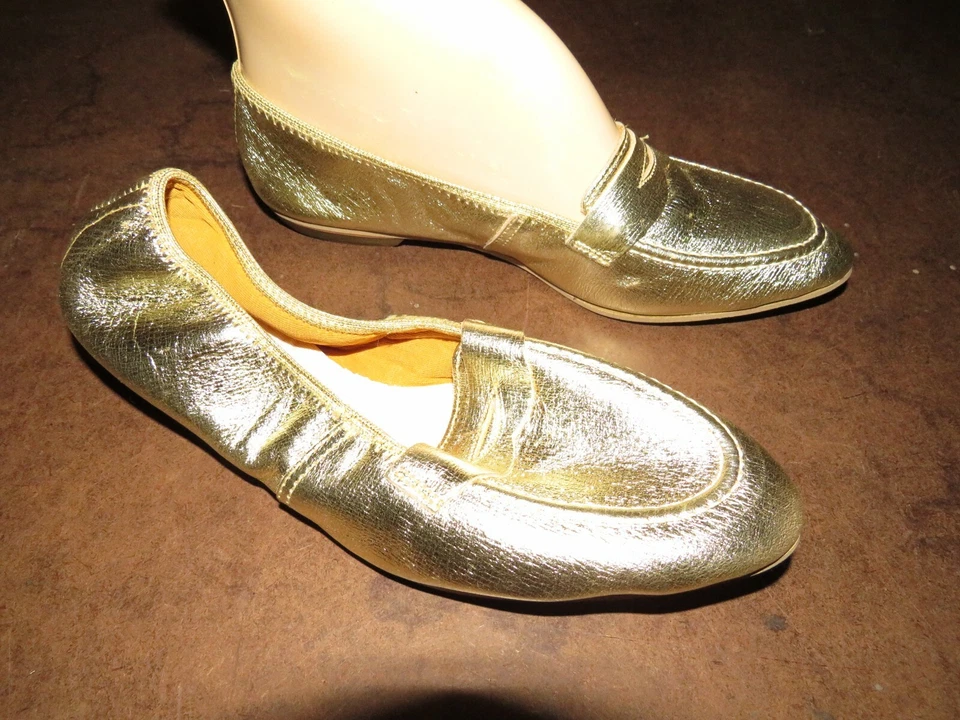 NOS Vintage 1960's Gold shiny MADYE'S dance shoe Western Square S 5-51/2 - Image 1 of 4