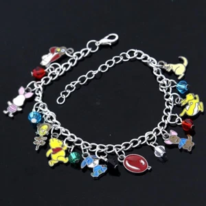 Winnie The Pooh Piglet Tigger Eeyore Bangle Charm Bracelet + Free Gift Bag - Picture 1 of 7