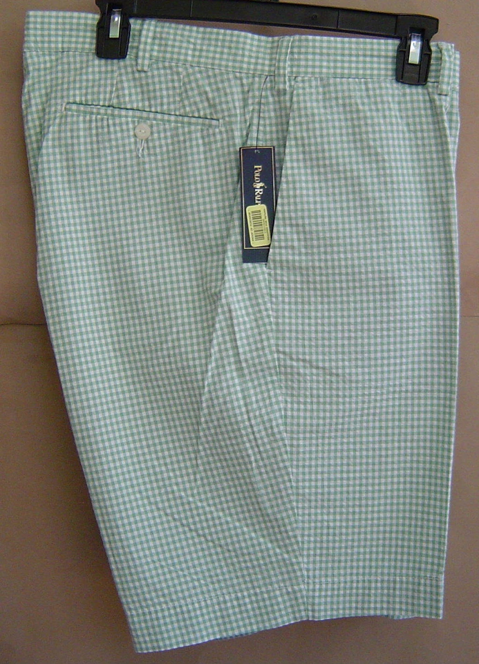 Polo Ralph Lauren Mens 40 Suffield Puckered Gingham Shorts Green 5856682