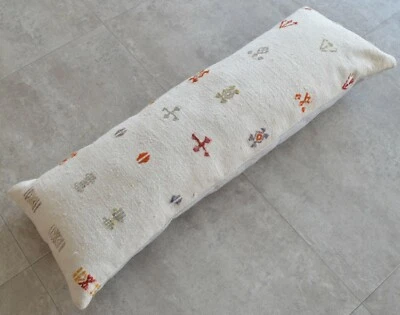 Wedding Pillow Decorative Cushion Kilim Rug wool Lumbar Pillow Cover 13" x 37" - Image 1 of 4