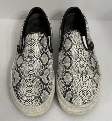 Vans Shoes Men's 5 Women's 6.5 Snake Print Python Slip On Sneakers Black White - Image 1 of 4