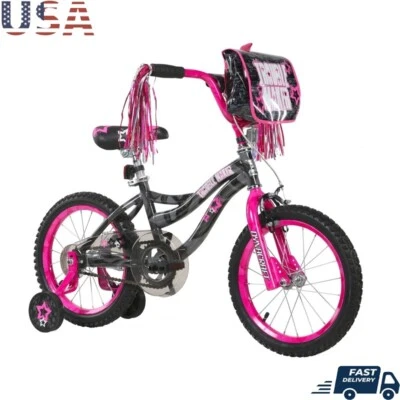 16 Inch Girls BMX Bike W/ Training Wheels Front Rear Brakes Custom Bag Fun Ride - Image 1 of 4