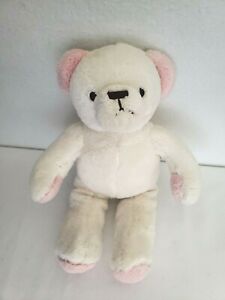 Brookstone Nap Bear Plush Stuffed Animal Pink Ivory Cream White 