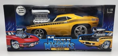 Vintage Muscle Machines '70 Plymouth Cuda 2000 Diecast Car Yellow 1970 - Image 1 of 4
