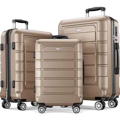 Kofferset 3-tlg Hartschale leicht TSA Schloss Rollen Expandierbar Reisegepäck - Bild 1 von 2