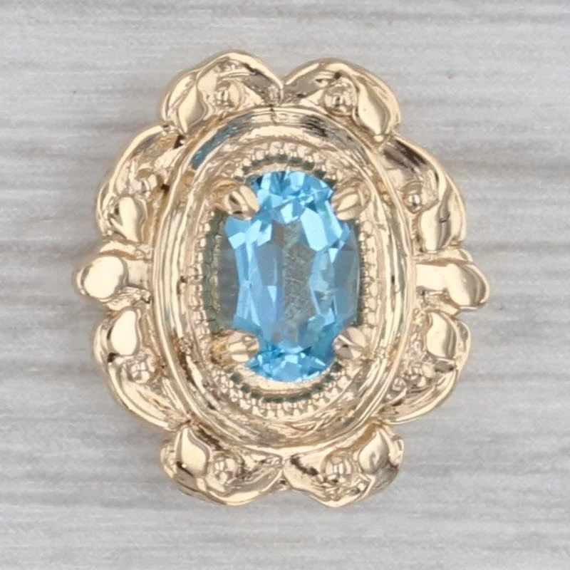 0.60ct Blue Topaz Solitaire Slide Bracelet Charm 14k Yellow Gold Richard Glatter - Image 1 of 4