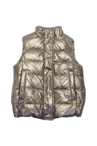 Imoga Girls Front Zip Mock Neck Metallic Quilted Vest Jacket Brown Size 6 - Picture 1 of 6