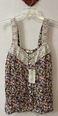 Sugar Lips Womens Medium Colorful Floral Sleeveless Crocheted Blouse NWT! A5335 - Изображение 1 из 4