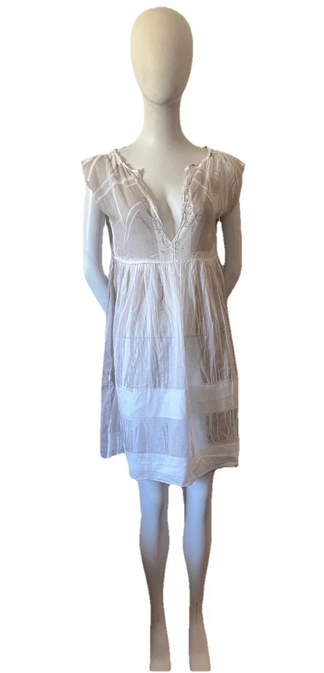 Vestido Jil Sander Floral Blanco y Marrón Transparente Cuello en V Profundo Talla 38 Foto 1 de 4