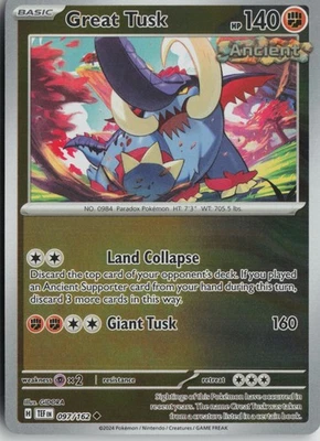 Great Tusk - 097/162 Uncommon SV05: Temporal Forces NM Reverse Holo - Image 1 of 2