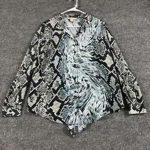 Michael Kors Shirt Damen Large Snake Print Button Up Langarm Oberteil - Bild 1 von 11