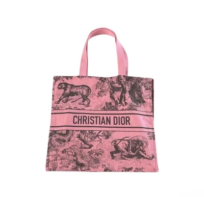 Christian Dior Dioriviera Cotton Tote Bag Pink Toile de Jouy Tropical Jungle - Image 1 of 3