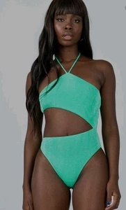 BNWT PRINCESS POLLY sz XS 8 Yana Bodysuit Green Cut Out One Piece Stretch #D6 - Picture 1 of 10