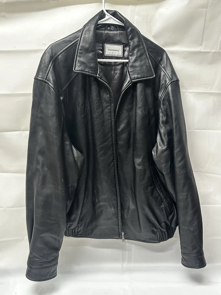 Chaqueta de Cuero Hathaway Adulto XXL Negra Cremallera Completa Suave Estilo Bombardero Boo Foto 1 de 4