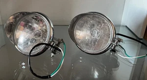 🔴 Fari MOTO CUSTOM plastica cromati con lampadina e fili per il montaggio - Picture 1 of 7