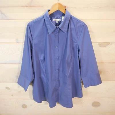 NWT Merona Womens Plus Size 18W Button-up Shirt Muted Blue Office Career Top - Image 1 of 4