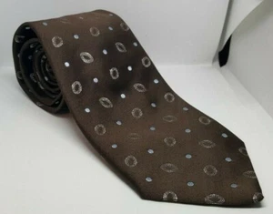 Ermenegildo Zegna braune Krawatte mit ovalem Muster 3,5 Zoll breit 60 Zoll lang 100 % Seide italienisch - Bild 1 von 4