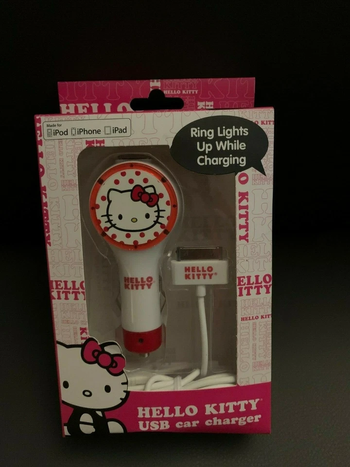 New Hello Kitty 2.1A Single Port USB Car Charger with 30-pin cable - Image 1 of 1