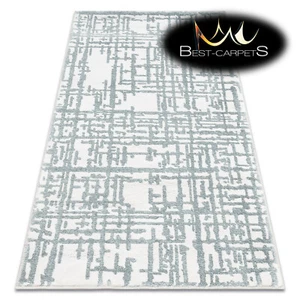 AMAZING exclusive ACRYLIC RUGS "VALS" Abstraction IVORY / BLUE Best Quality - Picture 1 of 12