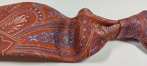 Tasso Elba - Men's Thick Orange Paisley 100% Silk Neck Tie 3.8"W x 60"L - Picture 1 of 7